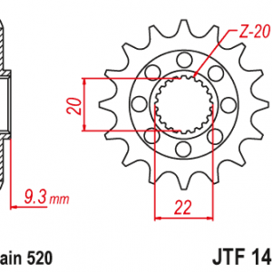 ЗЪБЧАТКА ПРЕДНА JTF 1446 - 14 SC САМОПОЧИСТВАЩА